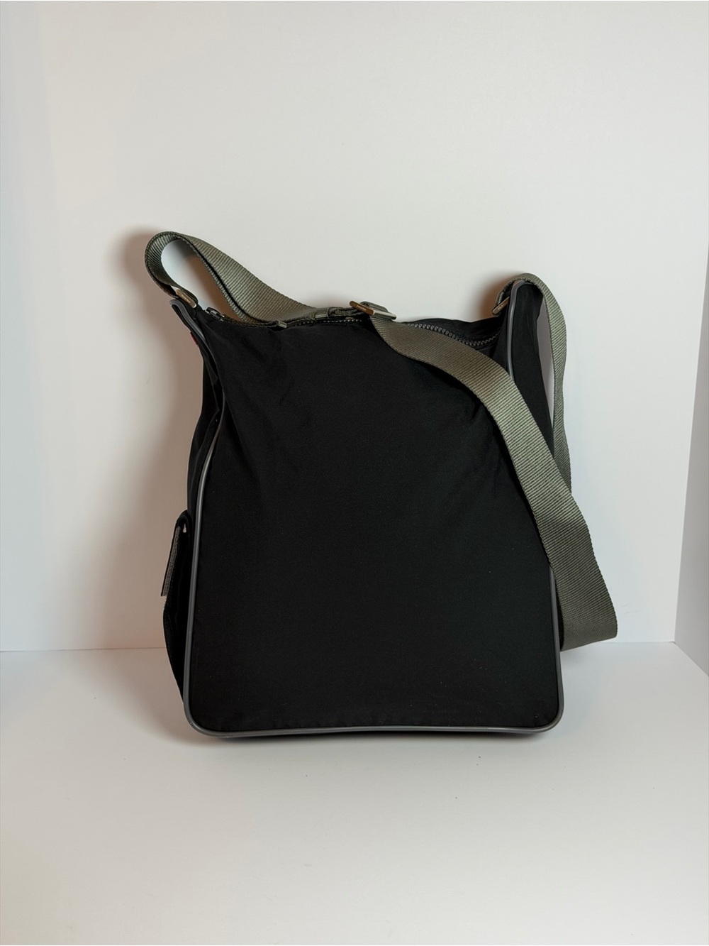 Prada Linea Rossa Sport Black Nylon Messenger Bag 2000s